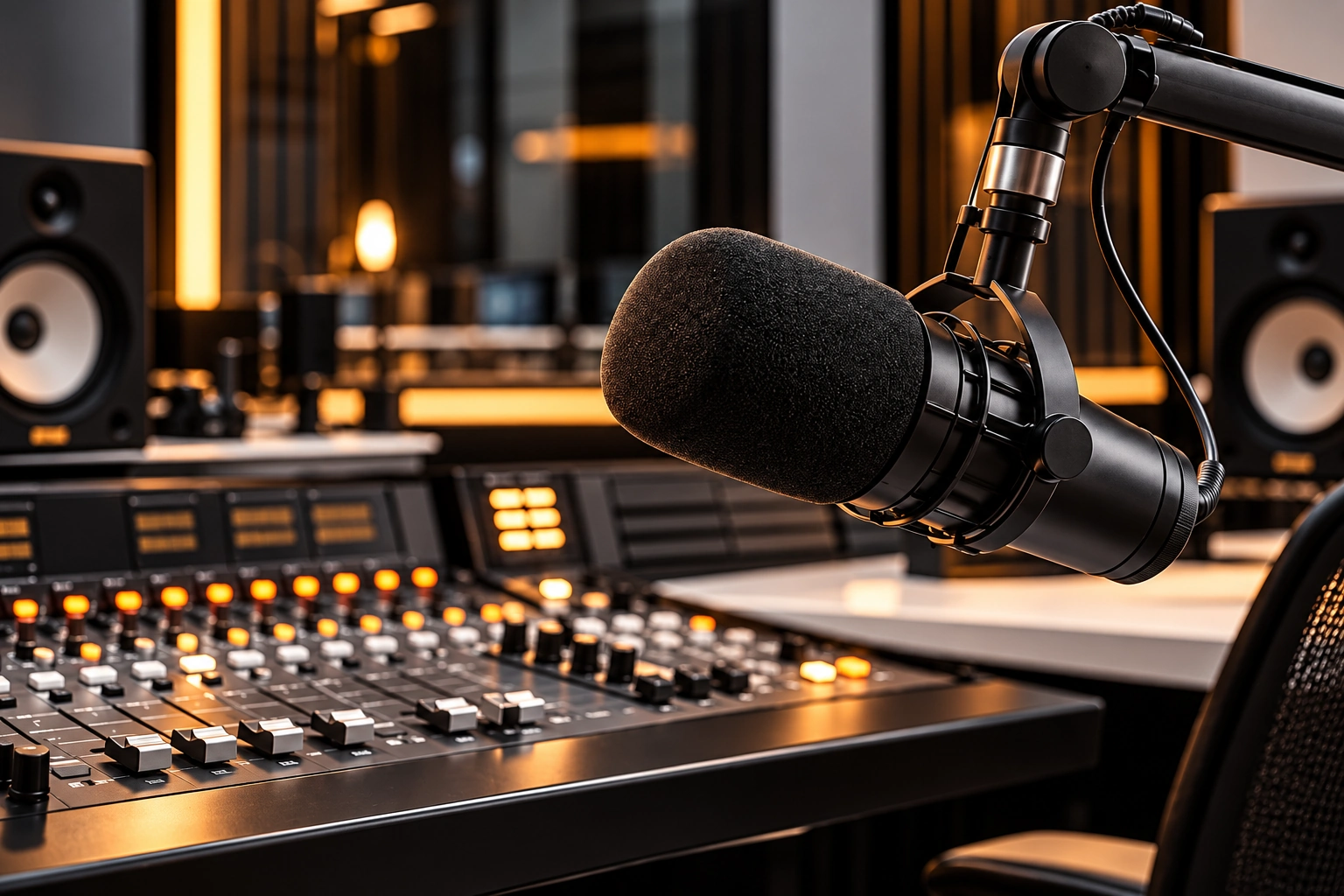 Radyo yayın stüdyosundaki mikrofon